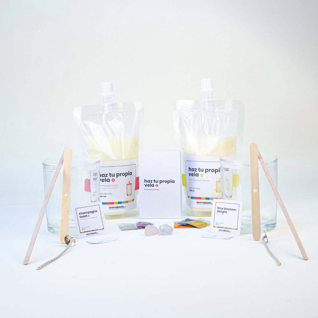 Kit haz tu propia vela para compartir 2 velas de soya artesanales DIY aromabeats