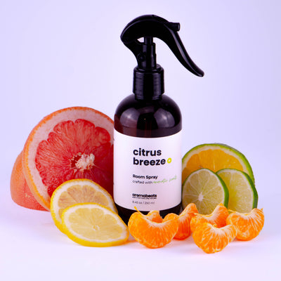 Room spray aromabeats línea clásica con frutas cítricas frescas bergamota y limón